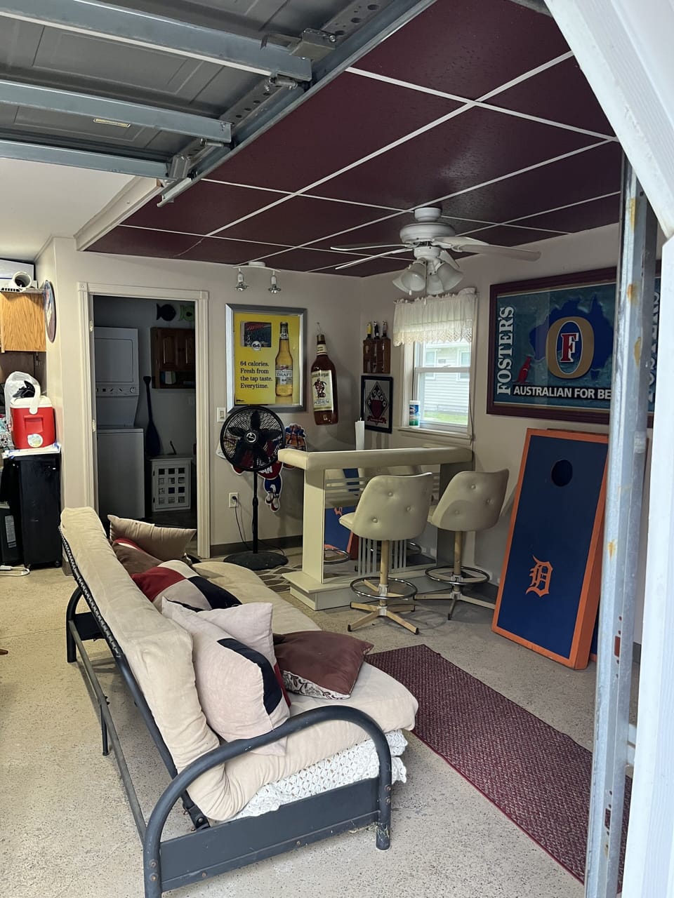 Lounge area in garage