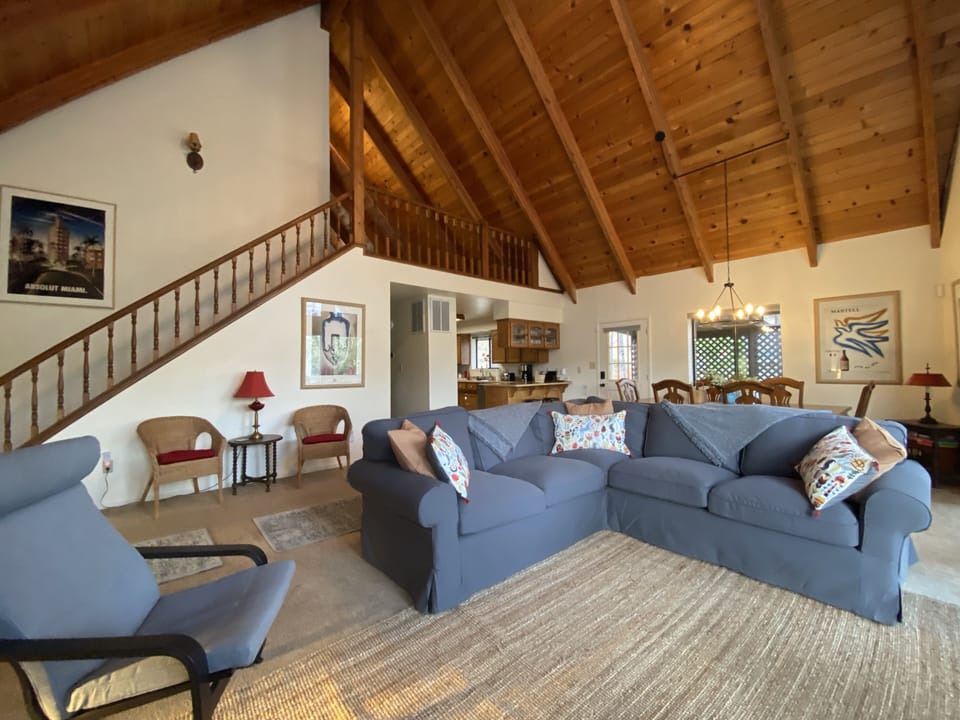 Spectacular open "Great room" with wood beams.