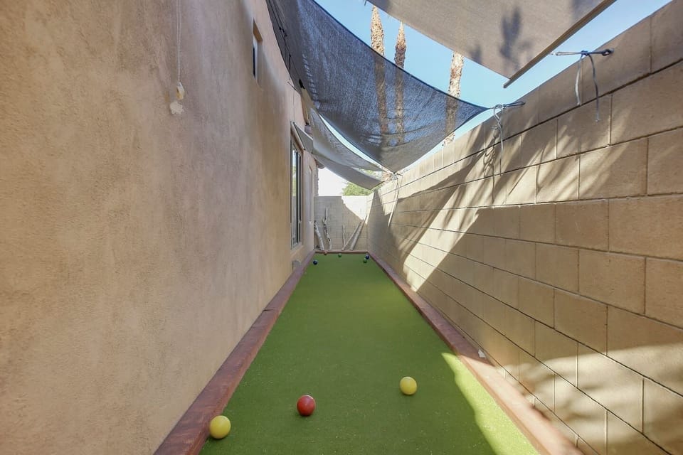 Head to the side of the house for some Bocce fun.