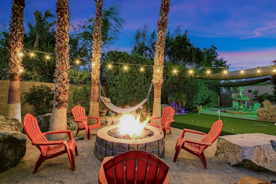 Grab a seat and make some s'mores in this outdoor paradise!