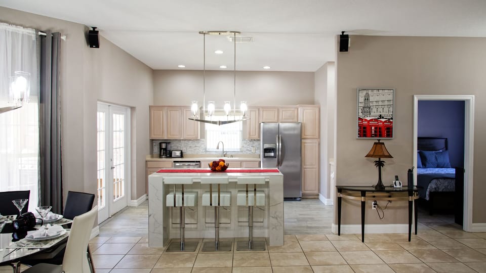 Open floor plan with tile flooring