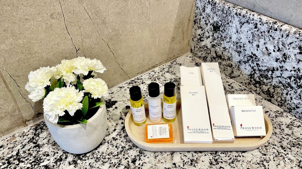 Shower, eco-friendly toiletries, hair dryer, slippers