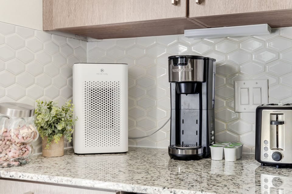 Air purifier and K-cup coffee maker, toaster