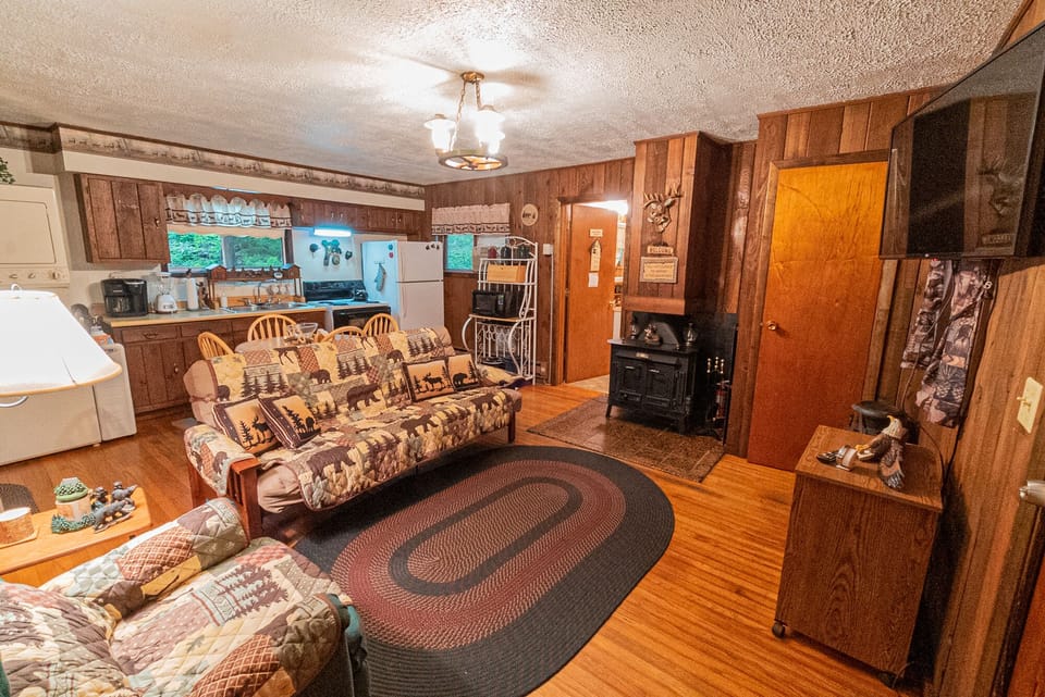 Relax in the cottage's rustic charm.