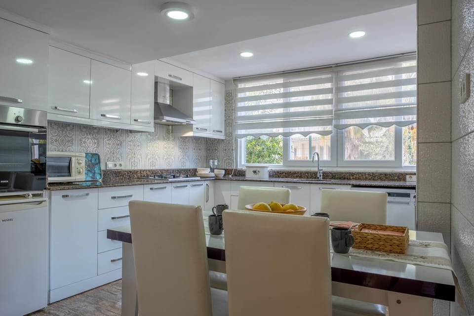 Villa | Private kitchen | Fridge, microwave, oven, stovetop