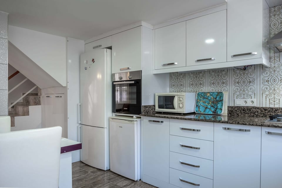 Villa | Private kitchen | Fridge, microwave, oven, stovetop