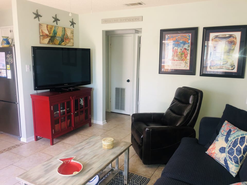 Big flat screen tv w/DISH Network
