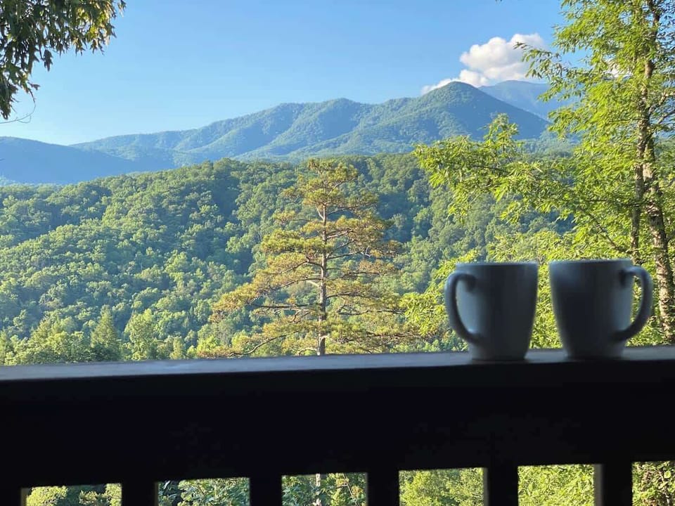 view rom the upstair bedroom balcony for a morning coffee
