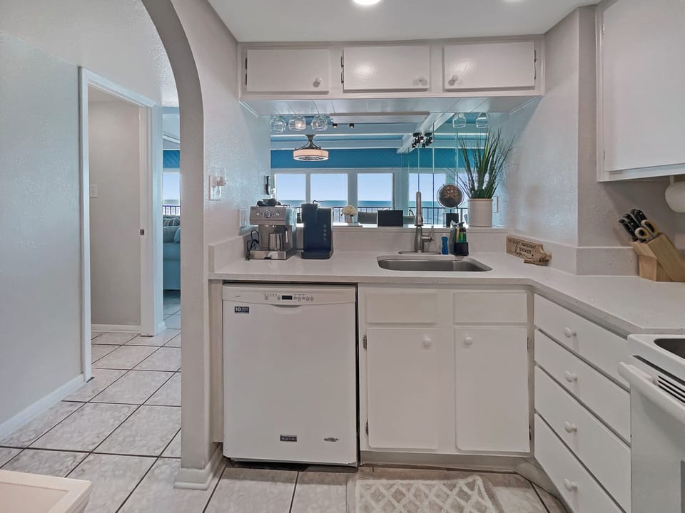 Kitchen with ocean views 