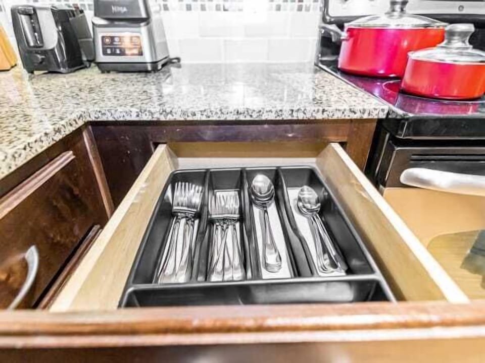 Fully stocked kitchen, great for long-term stays