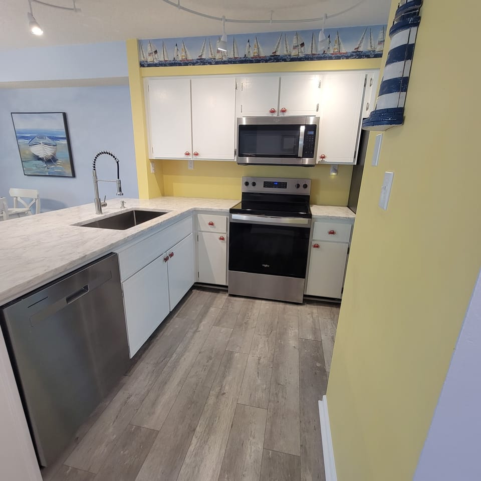 Kitchen with stainless steel appliances