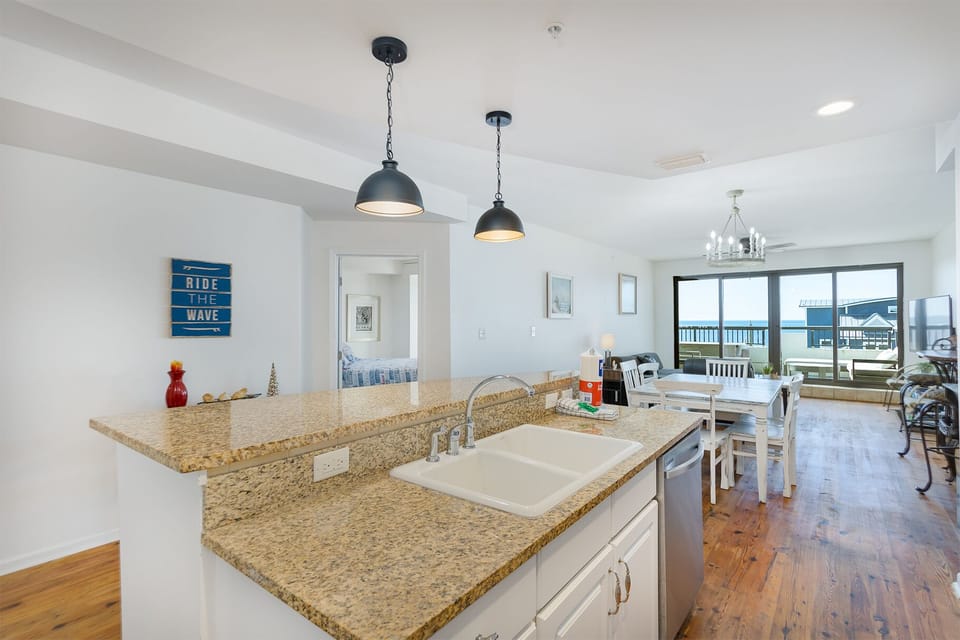 Kitchen counter with sink.