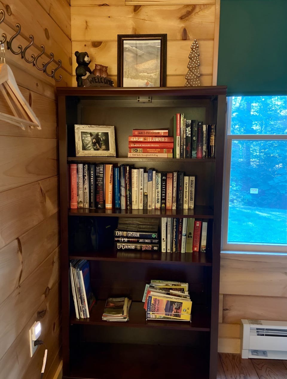 Books, guides, and binoculars.