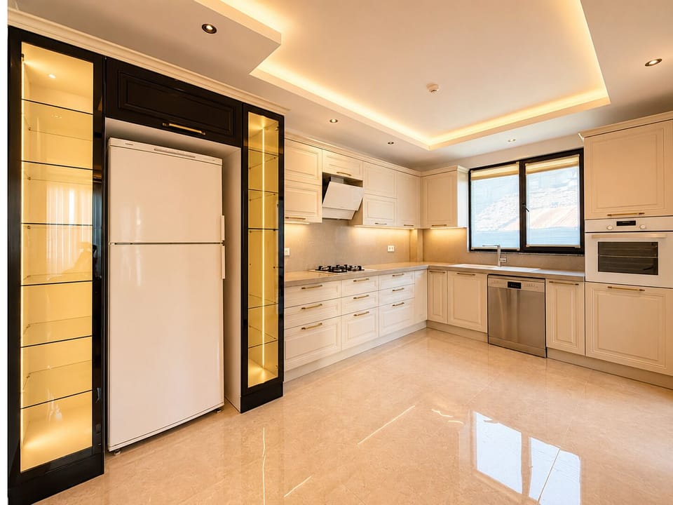 Apartment | Private kitchen | Fridge, oven, stovetop, electric kettle