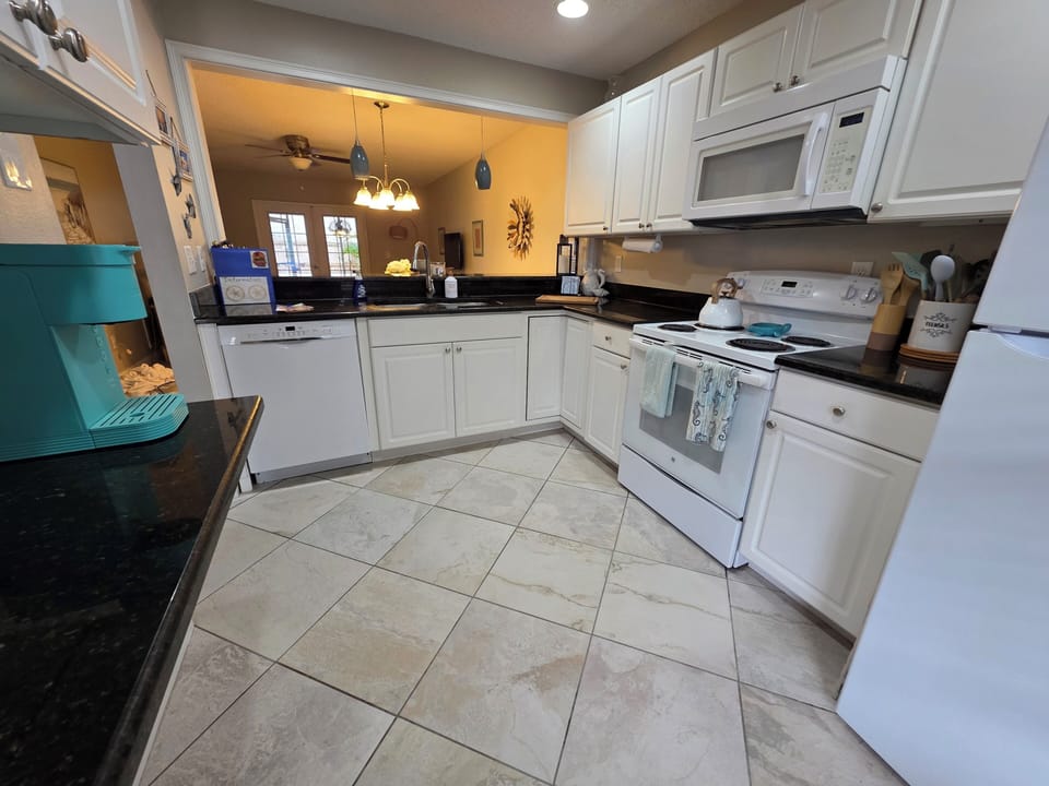 microwave, oven, refrigerator, stovetop, Keurig, coffee pot, crock pot
