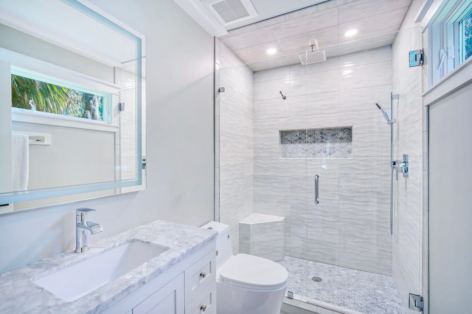 Bathroom 1 - Walk-in shower. ensuite to bedroom 1