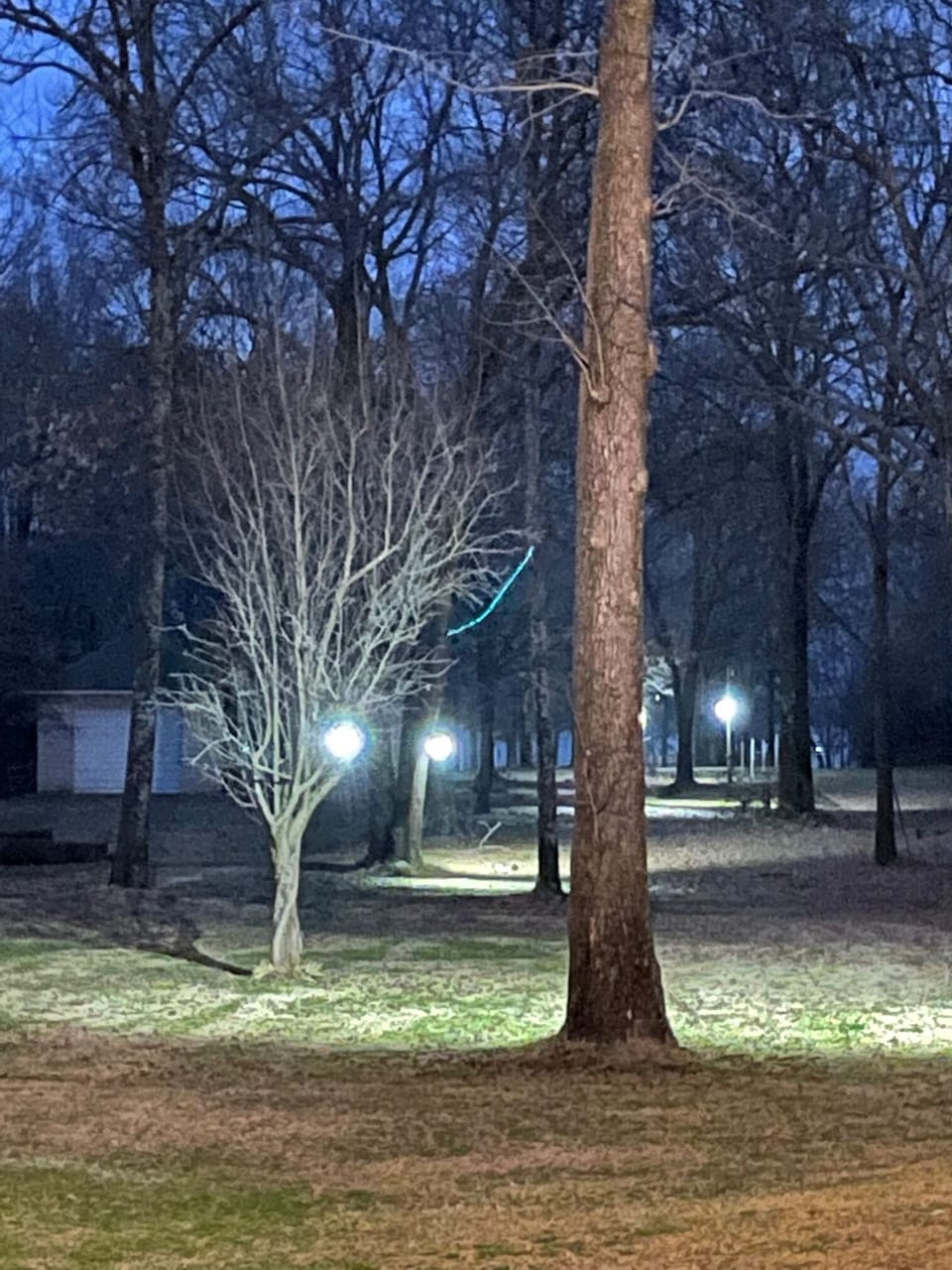 Property is lit up in the night!