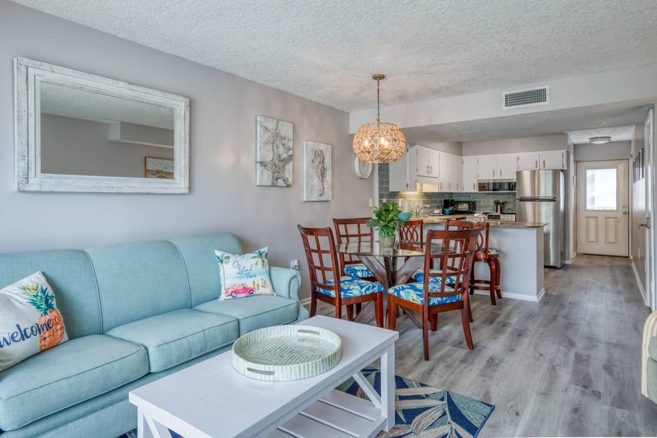 A mix of soft and bright beachy decor - perfect for fun and relaxation.