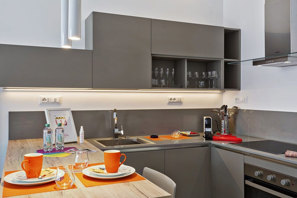 Studio | Private kitchen | Full-size fridge, oven, stovetop, espresso maker