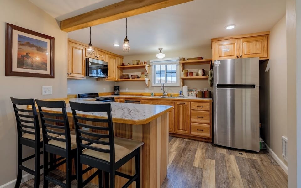 The breakfast bar is a great place to plan the next day's adventure with a cup of coffee