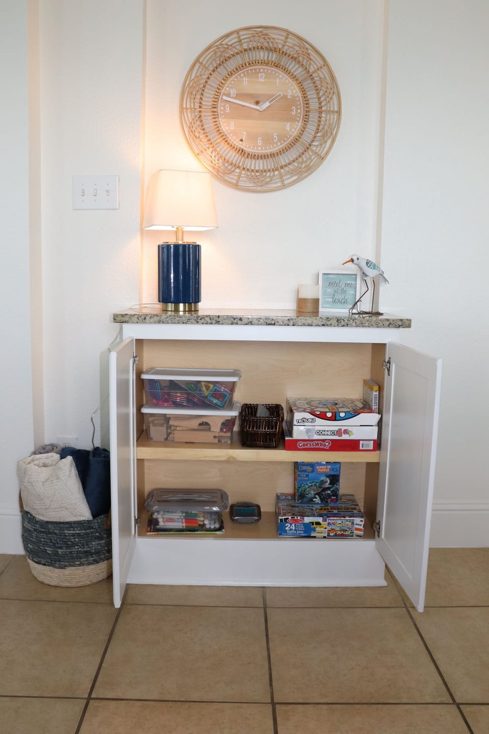 Rainy day games & toys-living room cabinet