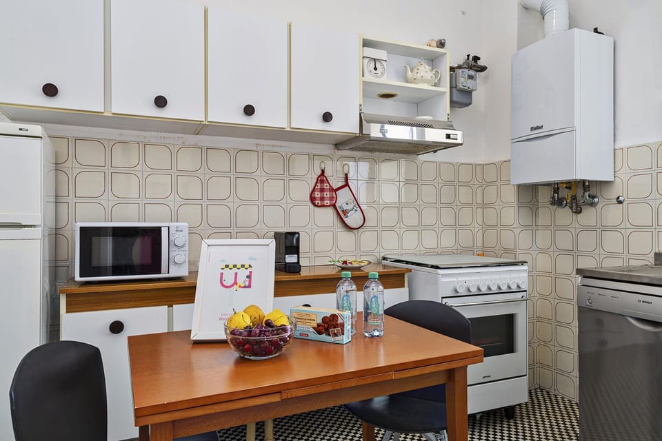 Apartment | Private kitchen | Full-size fridge, microwave, oven, stovetop