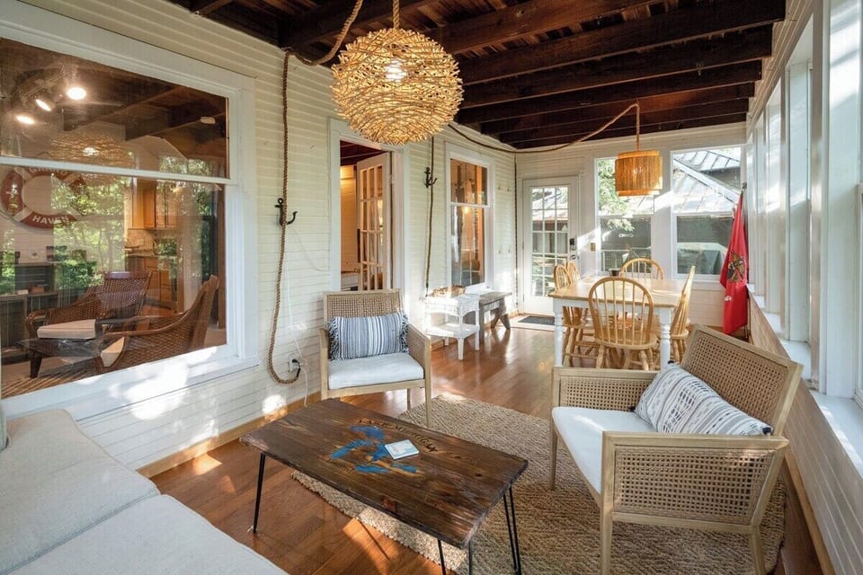 This air-conditioned home has four bedrooms and one bathroom and half bath in the laundry area (basement).