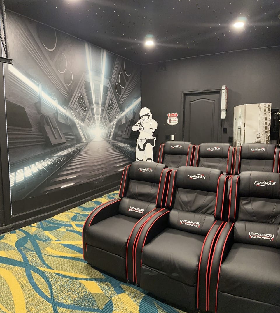 Enjoy your very on private home theater with reclining theater seats