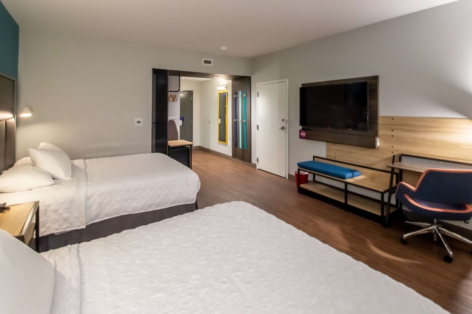 Room, 2 Queen Beds, Accessible, Bathtub | Individually decorated, individually furnished, desk, laptop workspace