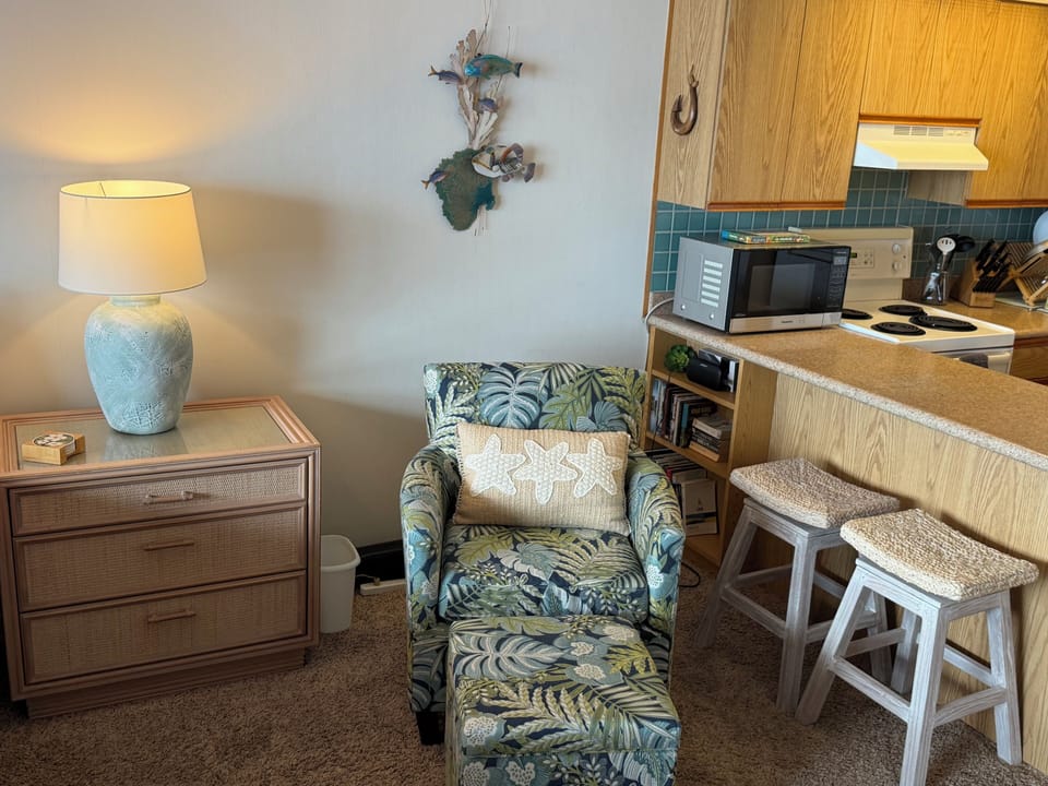 Comfy arm chair and ottoman