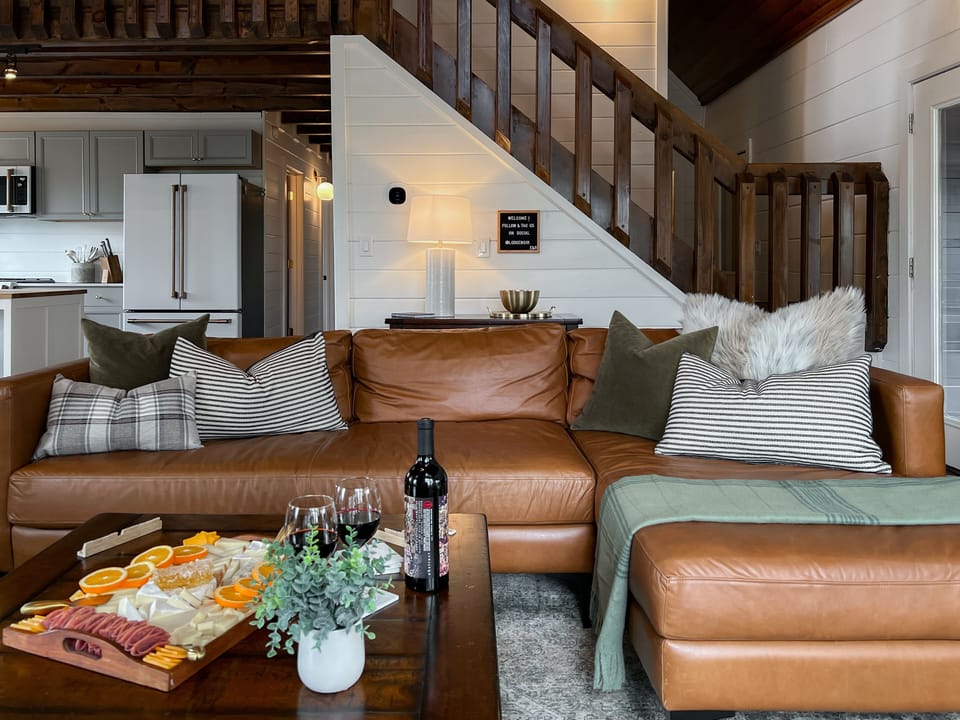 This is the place to curl up with a glass of wine, take in the cabin ambience...