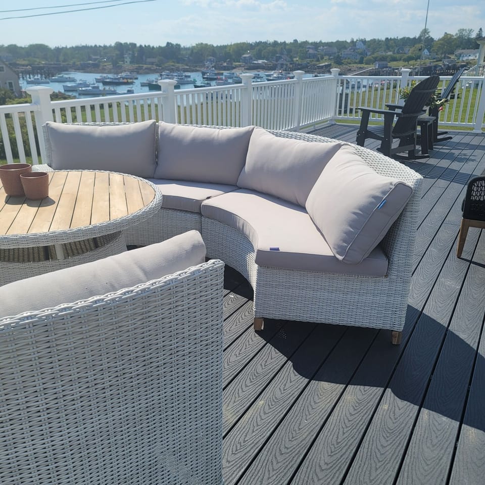 Outdoor seating on deck