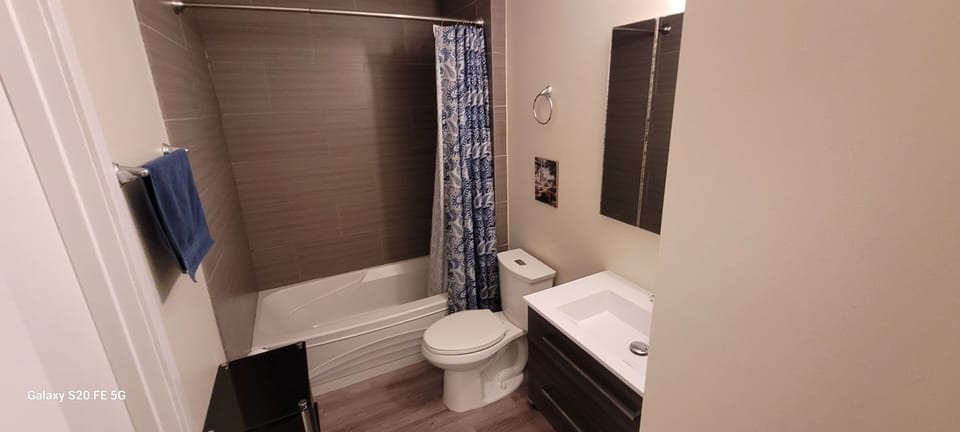 Full bathroom on the main floor with shower and tub