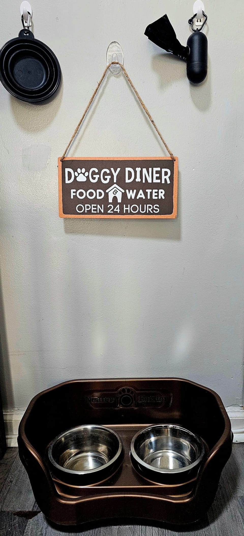 Pet Station with Food/Water Bowls, Portable Water Bowl and Bags
