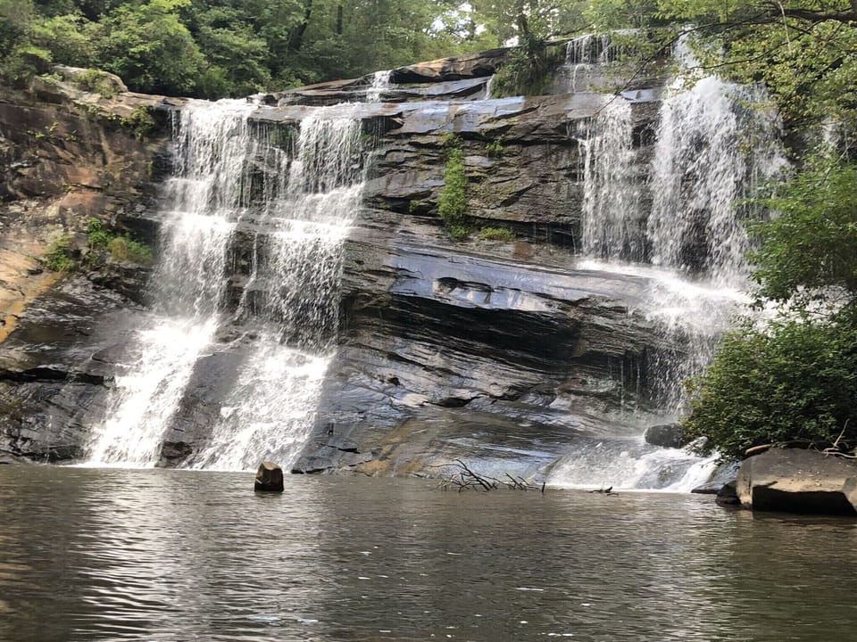 Longnose Creek Falls. 30 minute kayak ride from the house along Tugaloo river.
