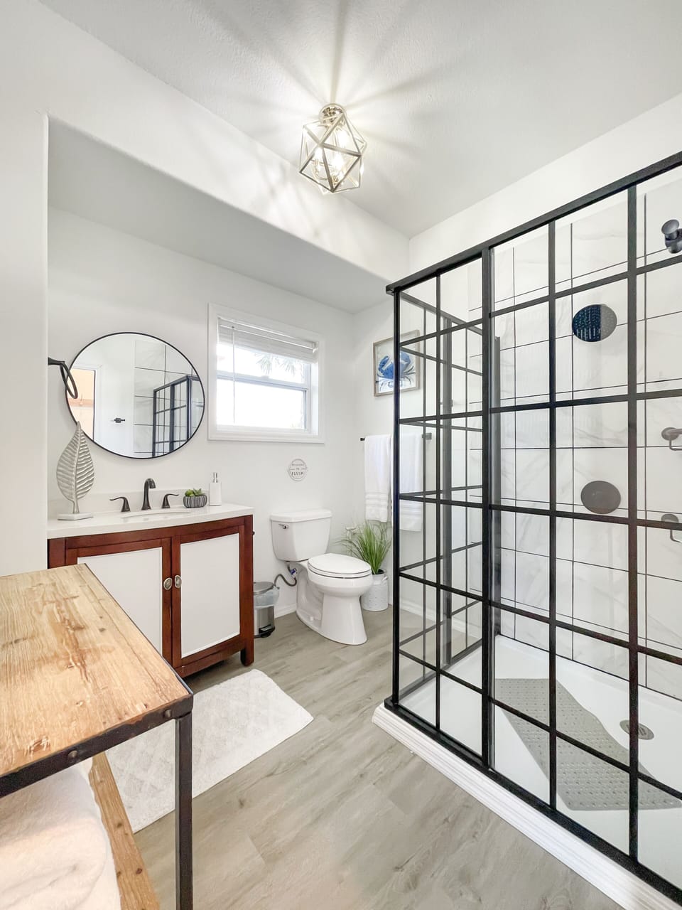 Bathroom off bunk/game room; shower with shampoo/conditioner/body wash
