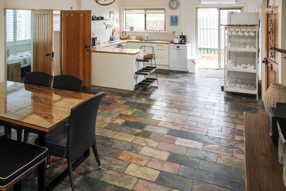 the kitchen and dining area is large and roomy.