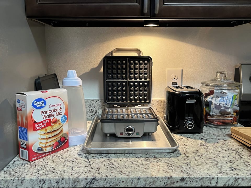 Morning essentials: Waffle maker and toaster ready for breakfast delights!
