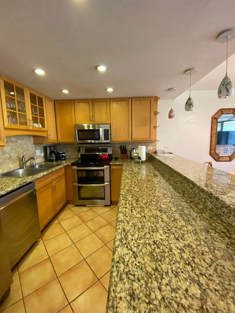 Remodeled kitchen with new stainless appliances and all the cooking equipment 