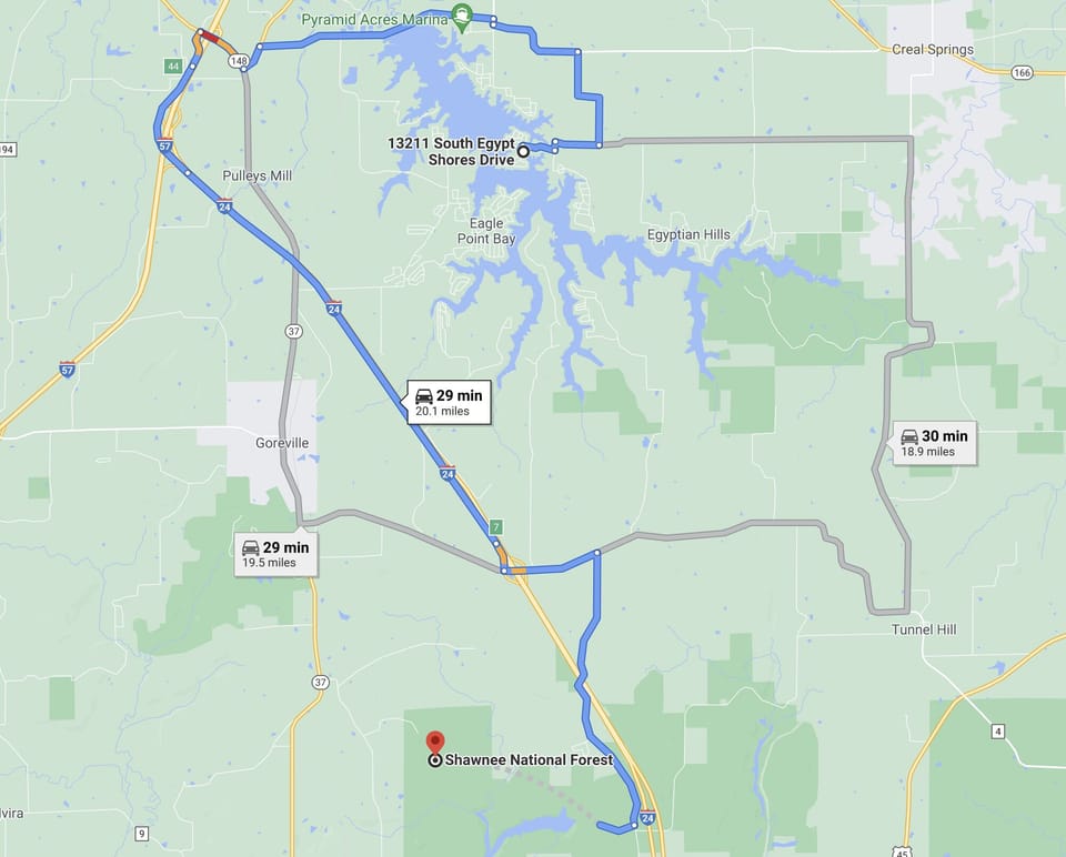 Lake of Egypt to Shawnee Forest 