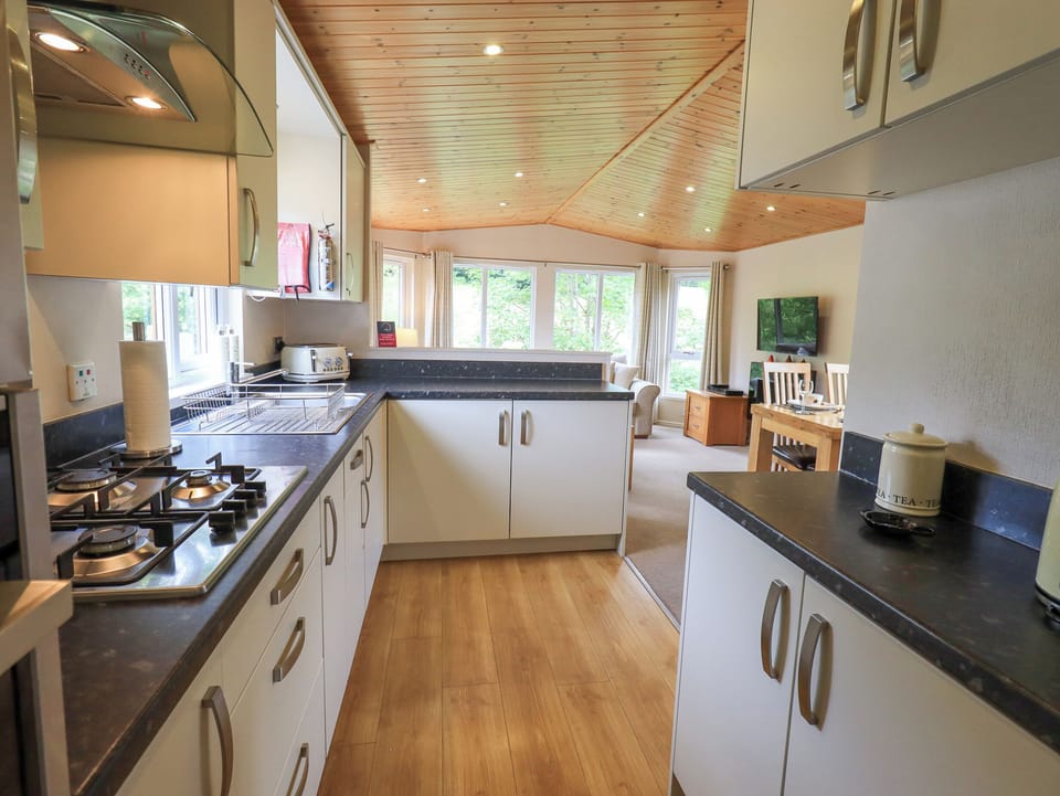 Fridge, electric kettle, toaster, cookware/dishes/utensils