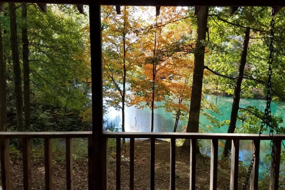 Lake view from back porch of Rustic Cabin 7. 