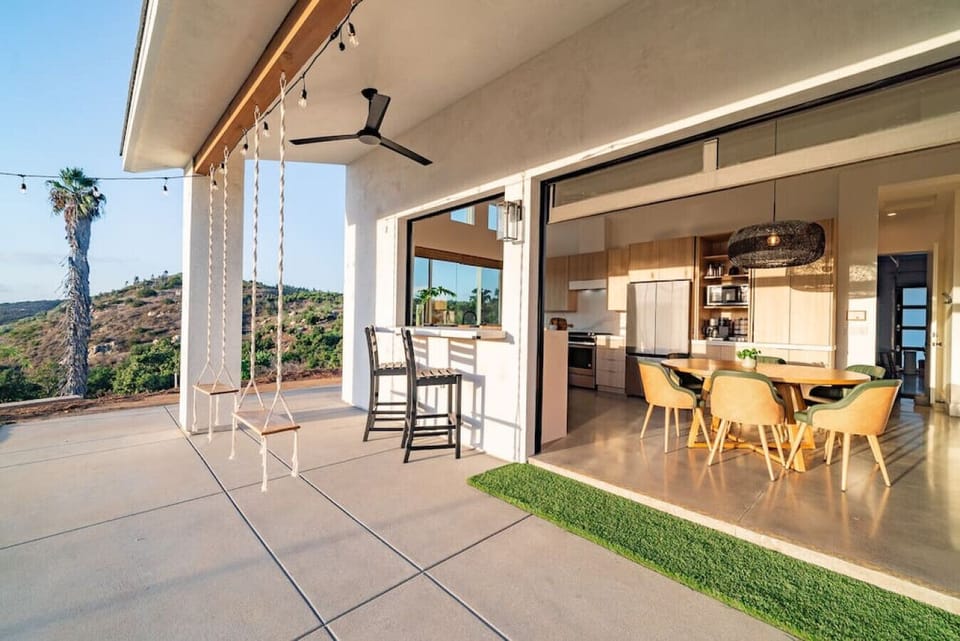 Indoor/ Outdoor California living at its best.  Take in the views on the swings!