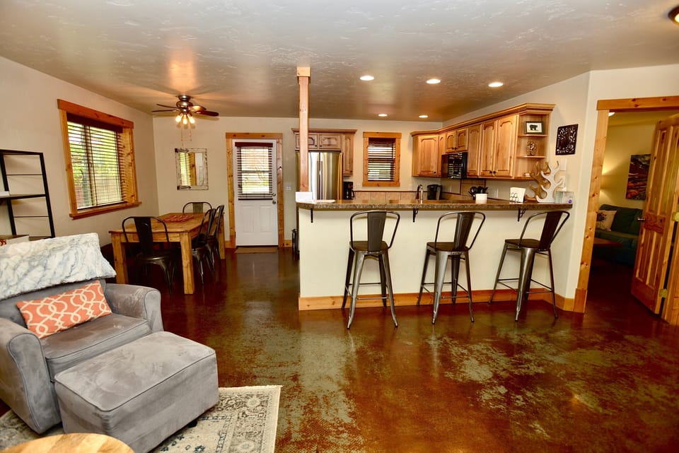 Open kitchen, living and dining