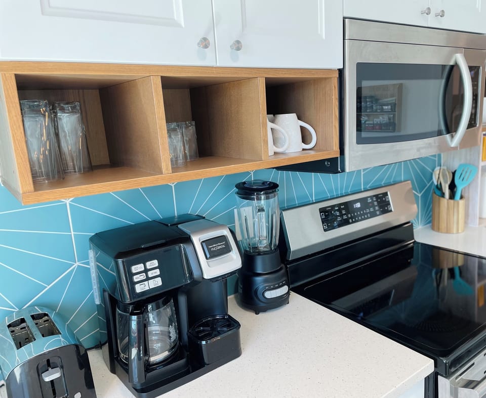Keurig, regular coffee maker, and blender!