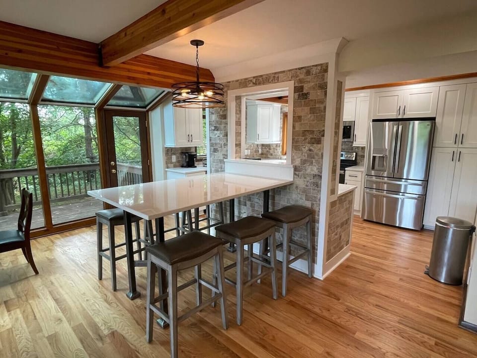 Tons of seating at the bar or dining table. 