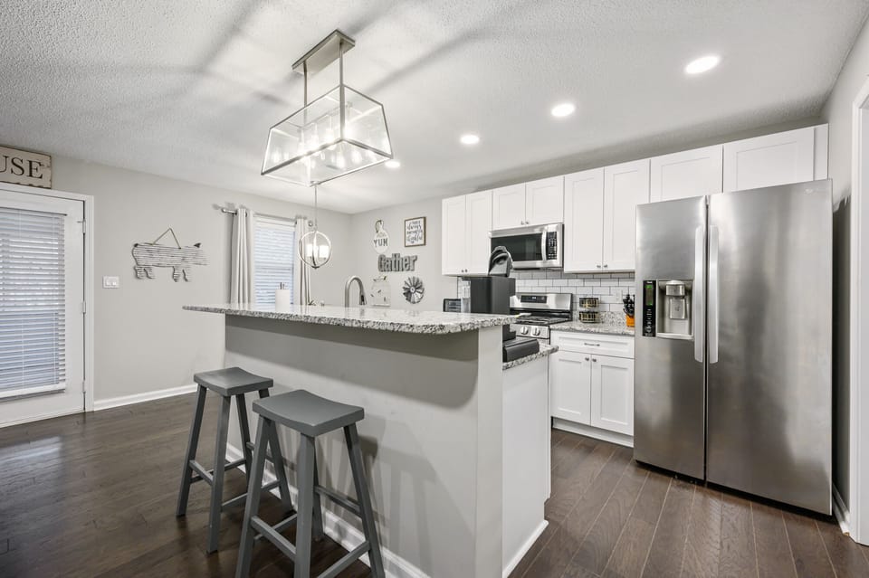 Kitchen with stainless steel appliances