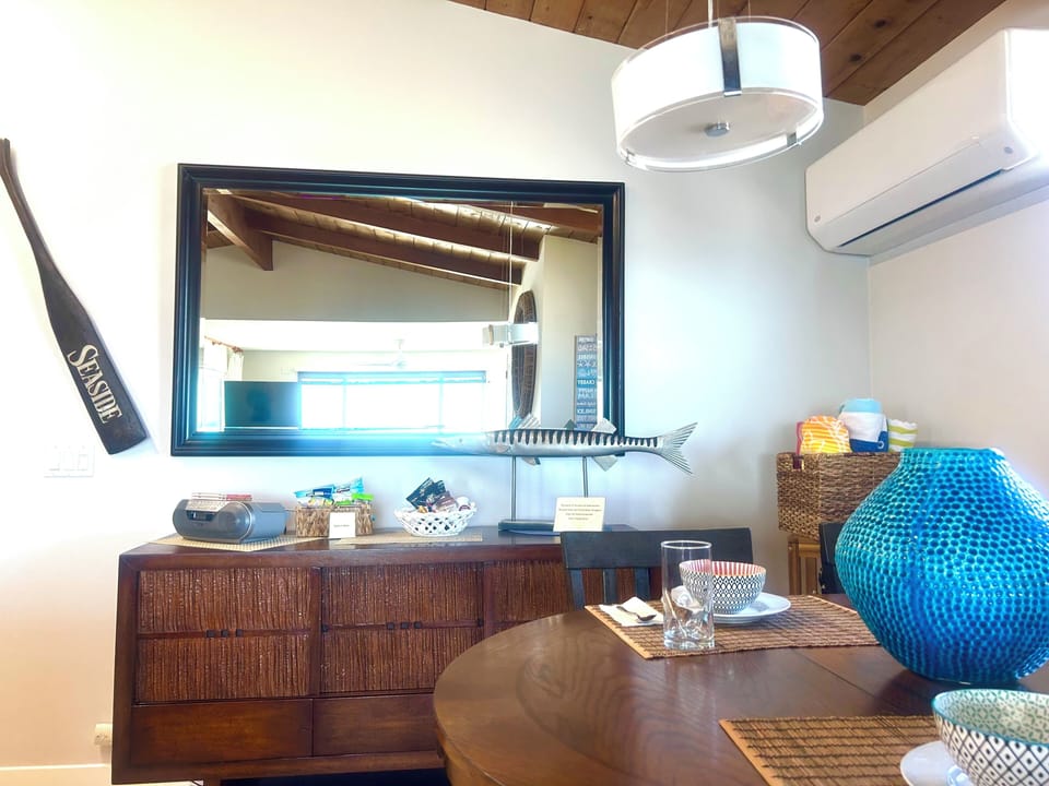 Fully stocked kitchen and dining area designed for togetherness. 
