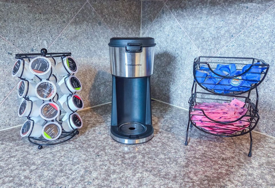 If you prefer to cook in, you’ll be happy to find a fully equipped kitchen. Also, start your morning off with a nice hot cup of coffee