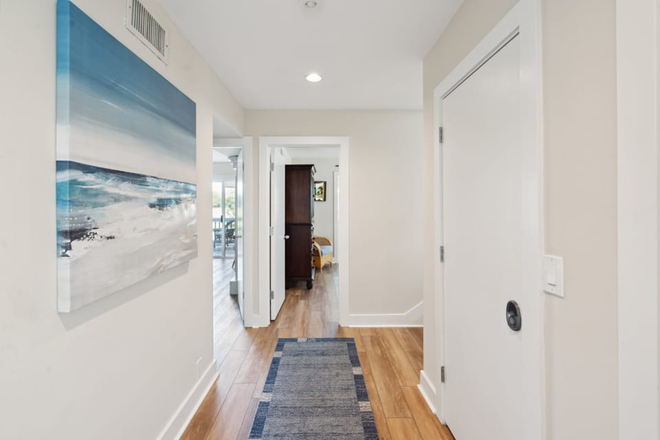 There are three bedrooms and laundry on the first level